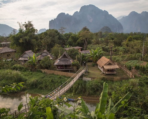 Petit village dans les environs de Vang Vieng au Laos