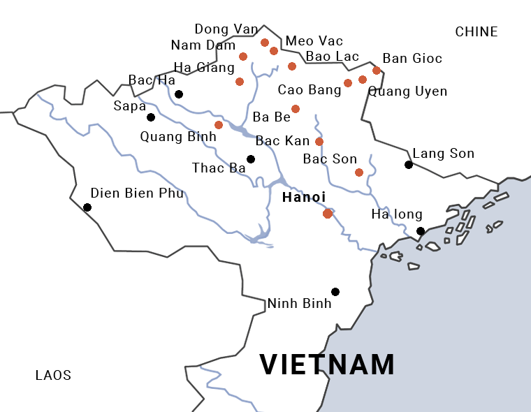 carte du voyage à Ha Giang à moto